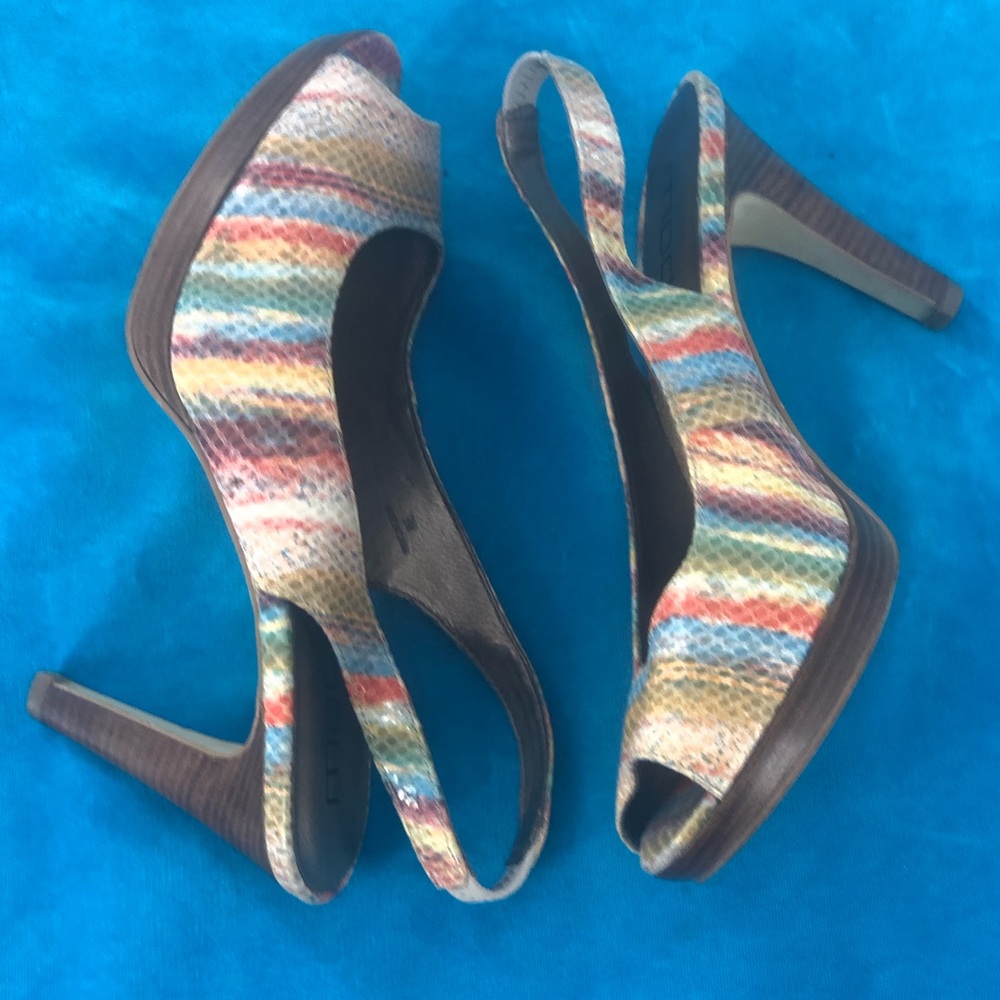 Moda Spana Multi Color Stripe Embossed Leather He… - image 3